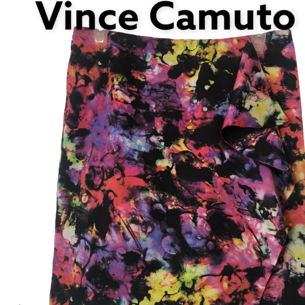 Vince Camuto Abstract Pink & Purple Floral Mini Skirt Sz4